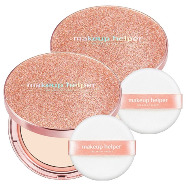 MAKEUP HELPER  Art Pact Original Pro Finish Rose Glitter Pact Powder 25g, 21 Natural Beige, 2 Count