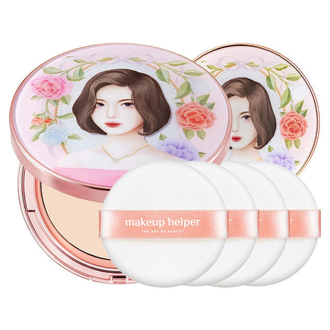 MAKEUP HELPER  Art Pact Original Pro Finish 25g Lovely Rachel + Dedicated Puff Set, Shade 22 Nude Beige, Set of 2