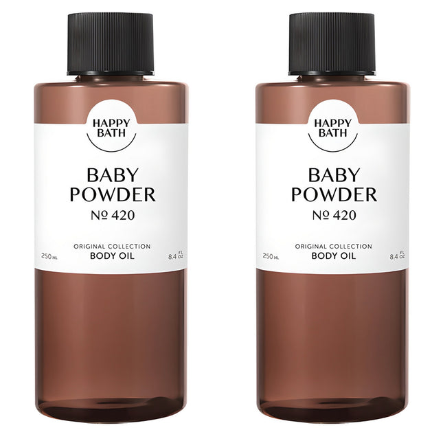 HAPPY BATH  Original Collection Body Oil Baby Powder, 250ml, 2 Count