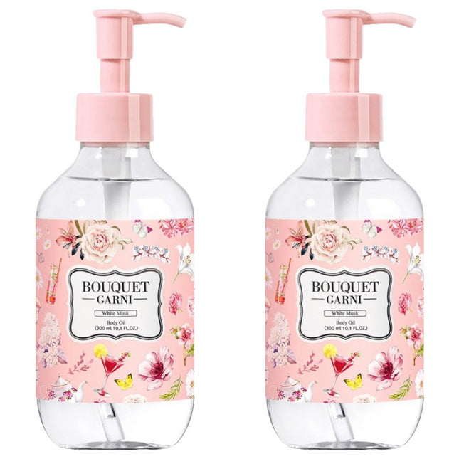 BOUQUET GARNI  MOISTURE BODY OIL WHITE MUSK SCENT 300ML SET OF 2