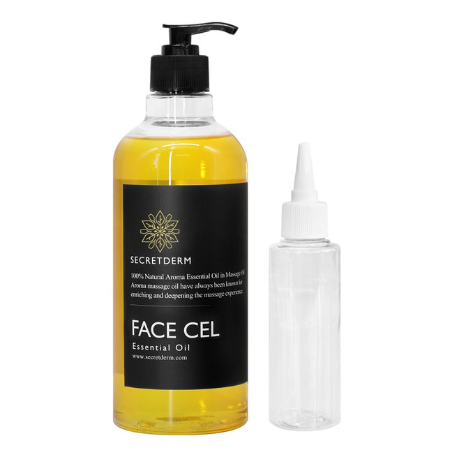 SECRET DERM  Aroma Face Cell Essential Face & Body Massage Oil Ceylon Cinnamon Scent 500ml + Pump Random Shipping + Empty Bottle 100ml, 1 item