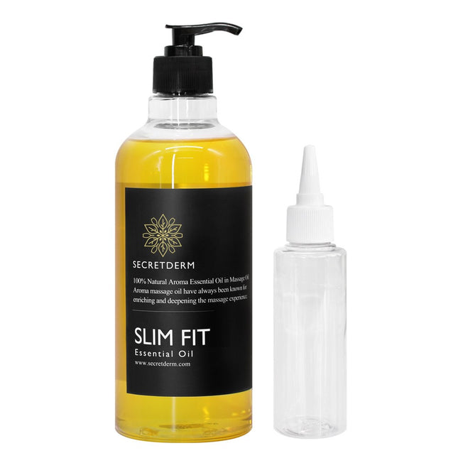 SECRET DOUX  Aroma Slim Fit Oil Essential Face & Body Massage Oil Lemon Flower Scent 500ml + Pump Random Delivery + Empty Bottle 100ml, 1 Set