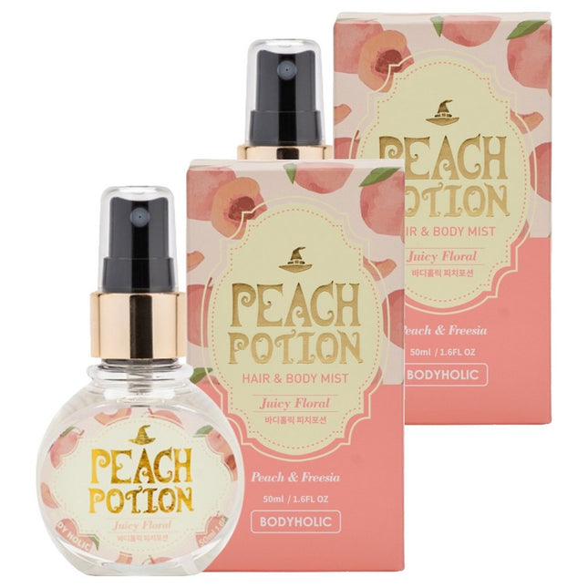 BODYHOLIC  Peach Potion Body Mist Peach & Freesia Scent, 50ml, 2 Pack