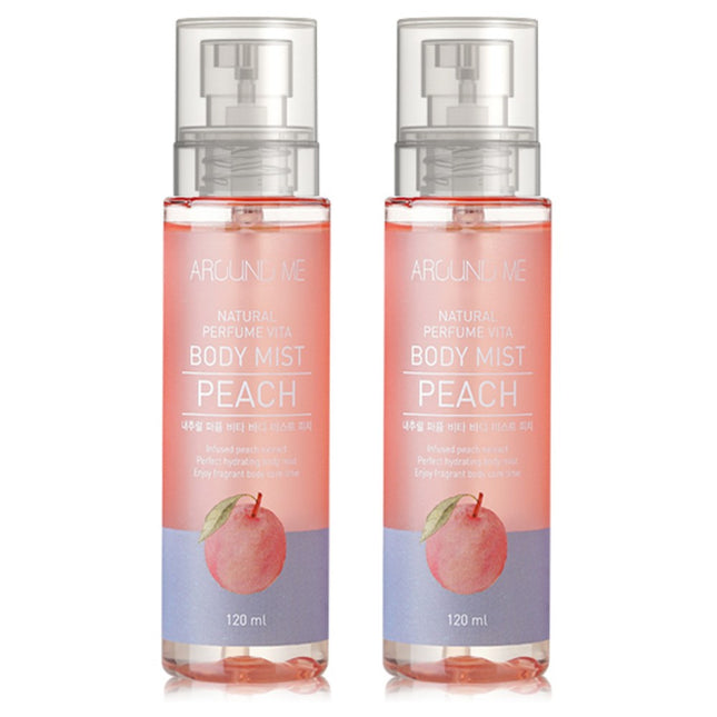 AROUND ME  Natural Perfume Vita Body Mist Peach, 120ml, 2 count