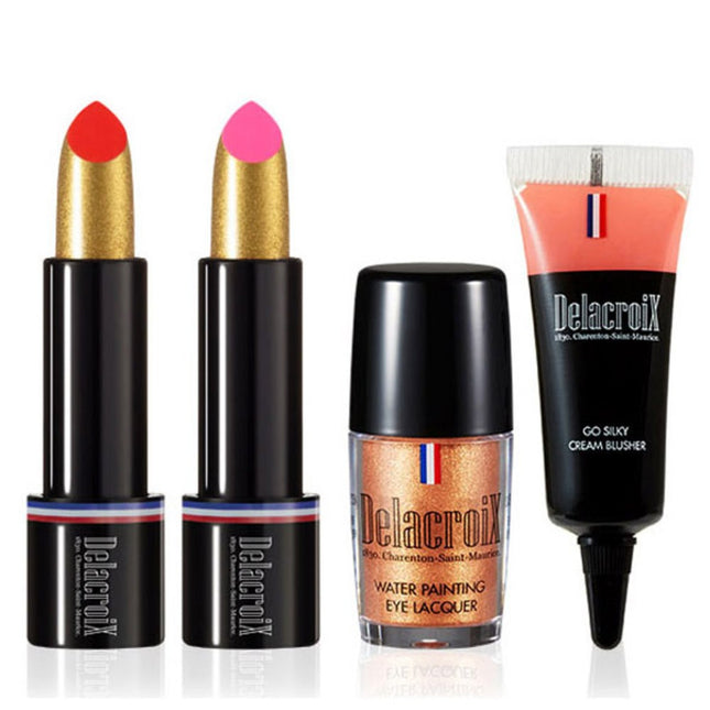 DELACROIX Delacroix Lipstic Gold Special Special Kit 03, 1 pc, 2 Lipsticks + 1 Cream Blusher + 1 Eye Lacquer
