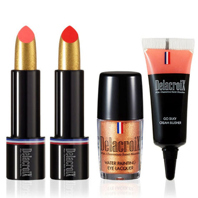 DELACROIX Delacroix Lipstick Gold Special Special Kit 01, 1 pc, 2 Lipsticks + 1 Cream Blusher + 1 Eye Lacquer