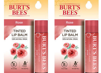 BURT'S BEES  Tinted Lip Balm, Rose, 4.25g, 2 Count