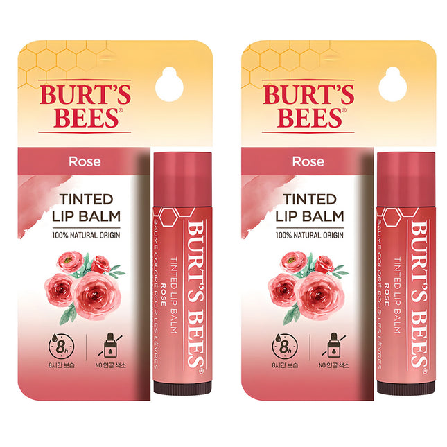 BURT'S BEES  Tinted Lip Balm, Rose, 4.25g, 2 Count