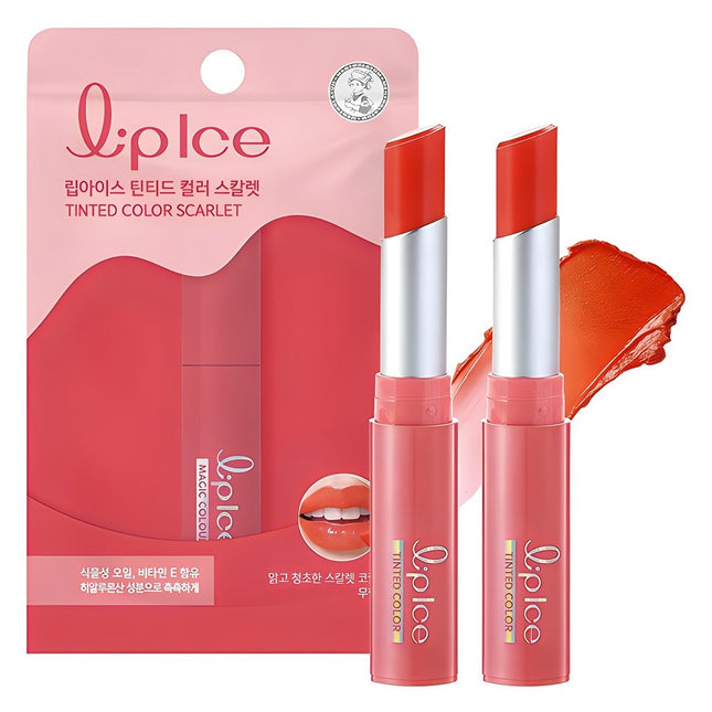 NONE  Lip Ice Tinted Color Lip Balm Scarlet 2g 2-Pack