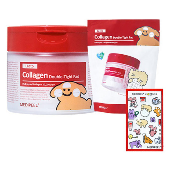 MEDI-PEEL  Red Lacto Collagen Double Tight Pad 270ml + Refill Pad + Sticker Set, 140 Count, 1 Item