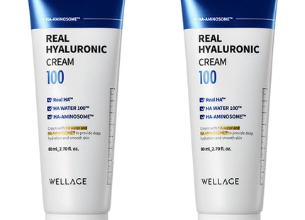 WELLAGE  Real Hyaluronic 100 Cream, 80ml, 2 Count