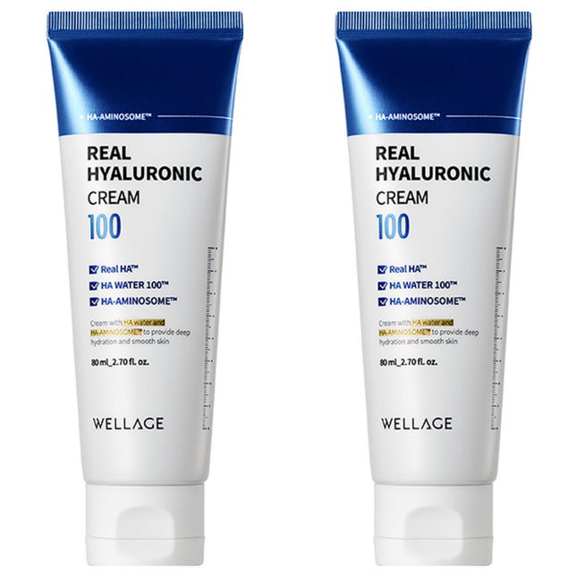 WELLAGE  Real Hyaluronic 100 Cream, 80ml, 2 Count