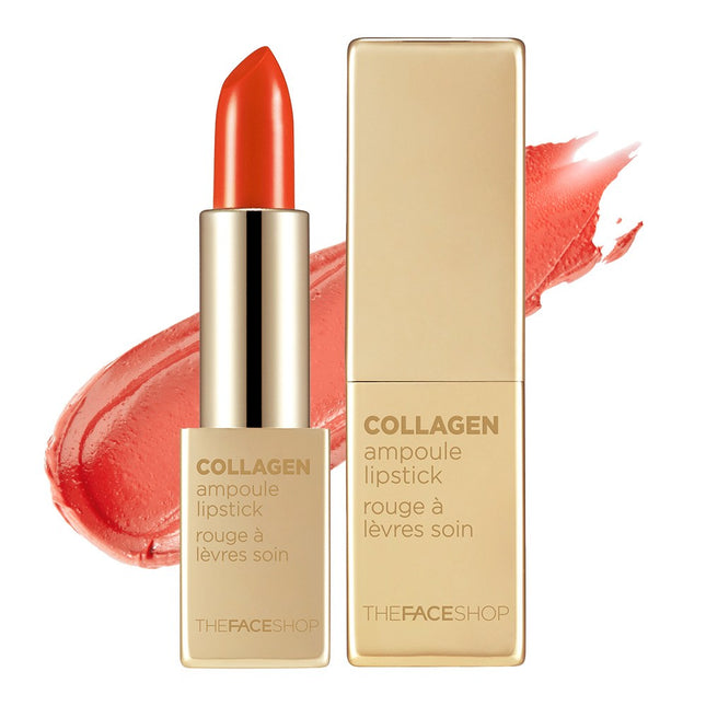 THE FACE SHOP The Face Shop Collagen Ampoule Lipstick, 10 Orange Blast, 3.5g, 1 Count