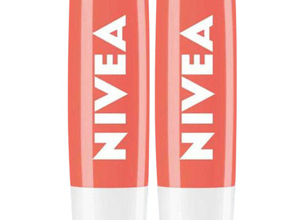 NIVEA  Lip Care Peach Shine 4.8g 2 Count