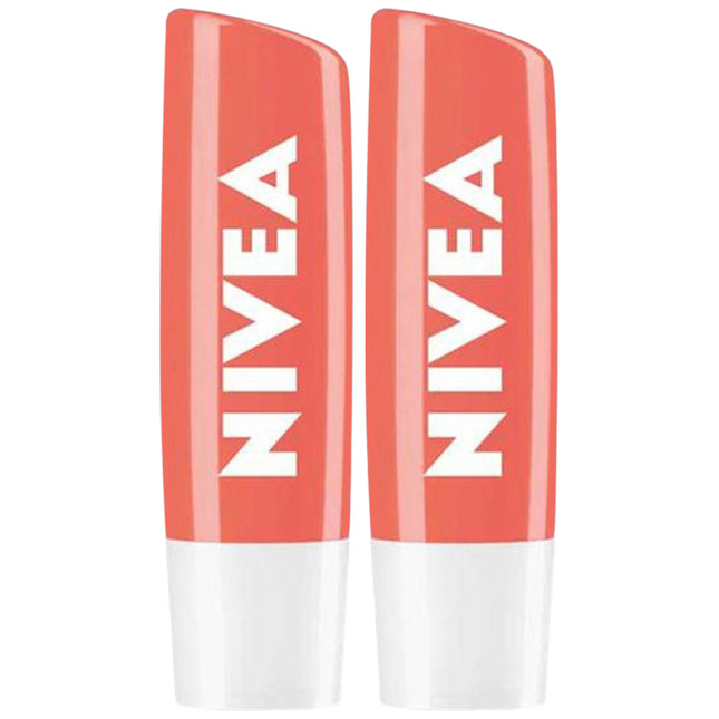 NIVEA  Lip Care Peach Shine 4.8g 2 Count