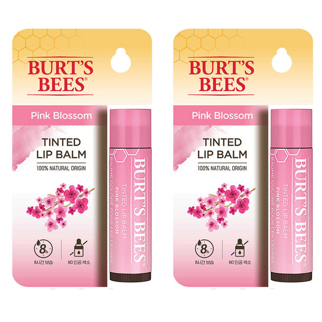 BURT'S BEES  Tinted Lip Balm, Pink Blossom, 4.25g, 2 count
