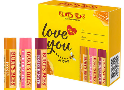 BURT'S BEES  Beeswax Lip Balm Gift Set, Honey + Grapefruit + Pomegranate, 0.15 oz each, 3 Count