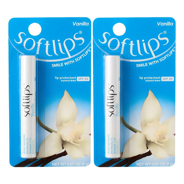 SOFTLIPS  Lip Balm, Vanilla, 2g, 2 Count