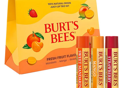 BURT'S BEES  Juicy Lip Balm Trio Set, Sweet Mandarin + Mango + Strawberry, 1 Each