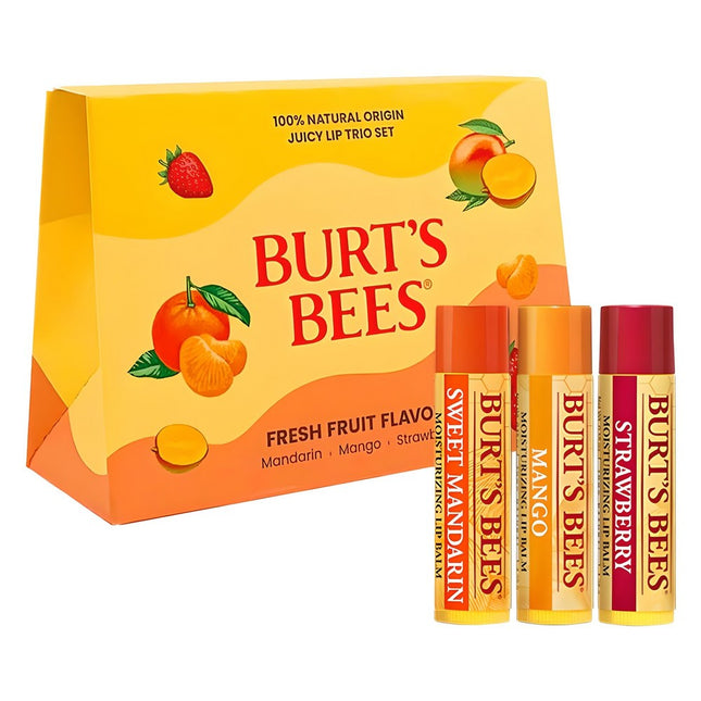 BURT'S BEES  Juicy Lip Balm Trio Set, Sweet Mandarin + Mango + Strawberry, 1 Each
