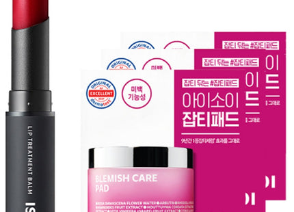 ISOI  Lip Treatment Balm + Blemish Care Serum Pad 3 Pack, Pure Red, 5g, 1ea