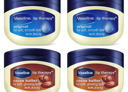 VASELINE  Lip Therapy Mini Jars 2 Types x 2p Set, Original, Cocoa Butter, 7g, 1 count