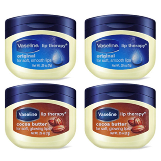 VASELINE  Lip Therapy Mini Jars 2 Types x 2p Set, Original, Cocoa Butter, 7g, 1 count
