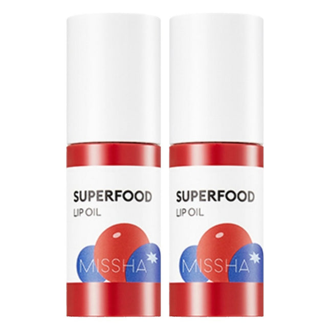 MISSHA  Superfood Berry Lip Oil, Mixed Berry Color, 5.2g, 2 Count