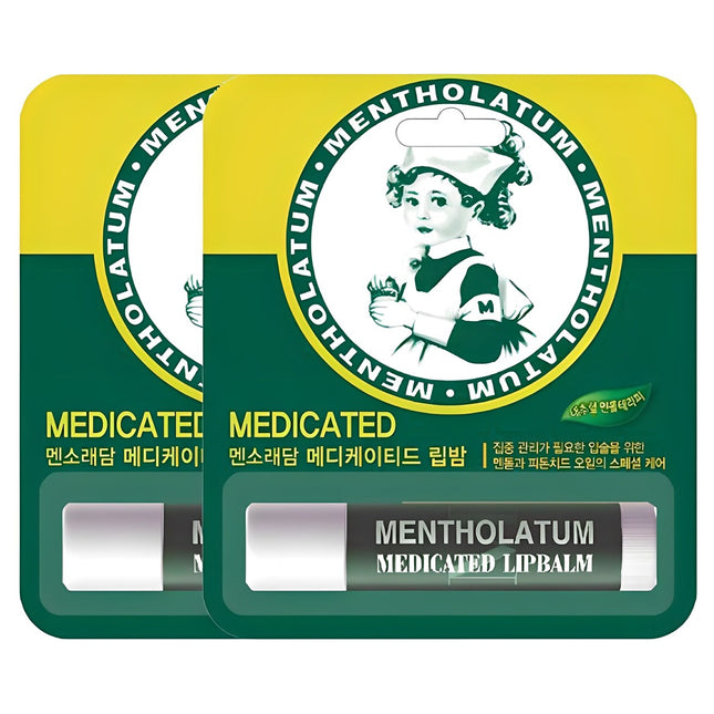 MENTHOLATUM  Medicated Lip Balm, Natural Menthol, 3.5g, 2 Count