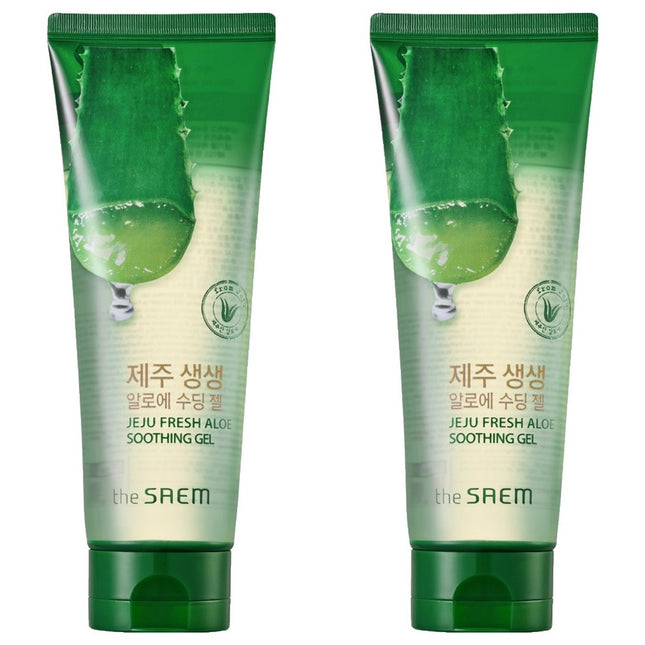THE FACE SHOP  Jeju Fresh Aloe Soothing Gel 250ml, 2 Count