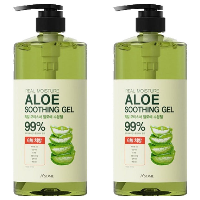 ASOME  Real Moisture Aloe Soothing Gel 99% 1L 2ea