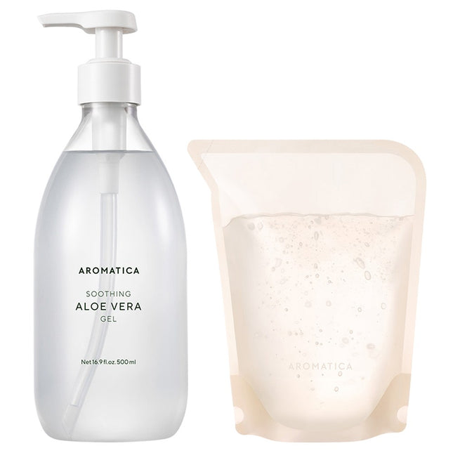 AROMATICA  Soothing Aloe Vera Gel 500ml + Refill 500ml, 1 Set