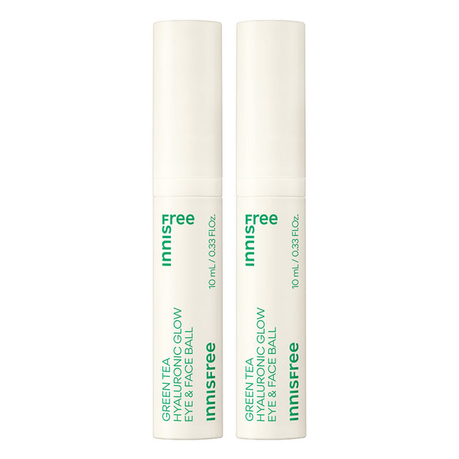 INNISFREE  Green Tea Hyaluronic Acid Glow Eye & Face Ball, 10ml, 2 count