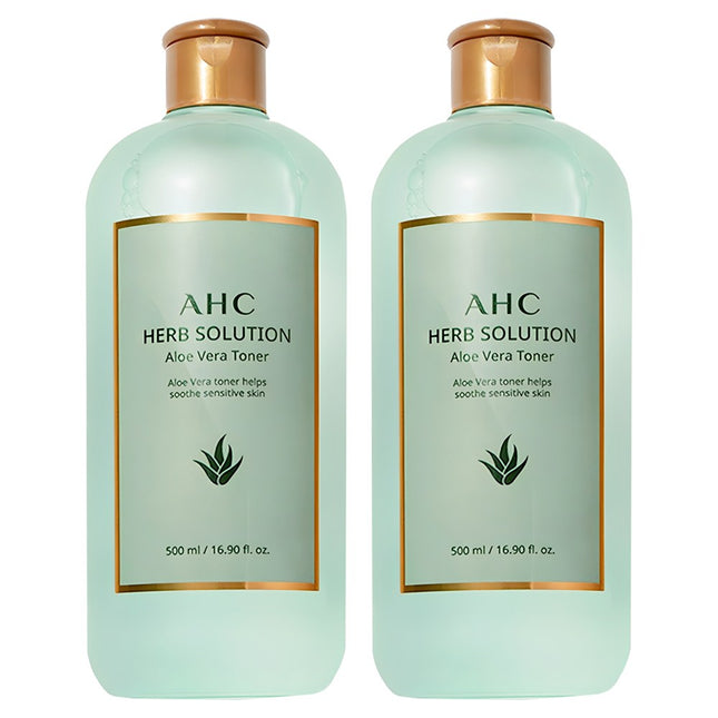 AHC  Herb Solution Aloe Vera Toner, 500ml, 2 Count