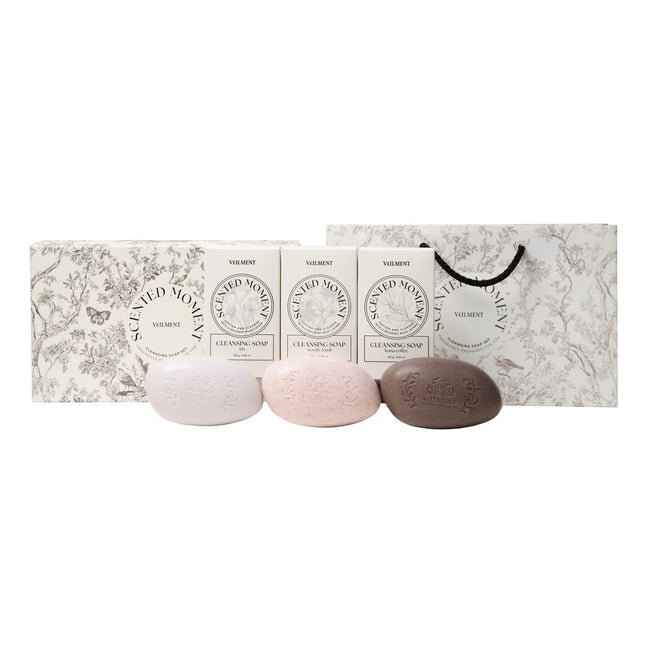 BELLMAN Sentimental Moment Premium Cleansing Soap 3 Types Gift Set + Shopping Bag, 1 Set