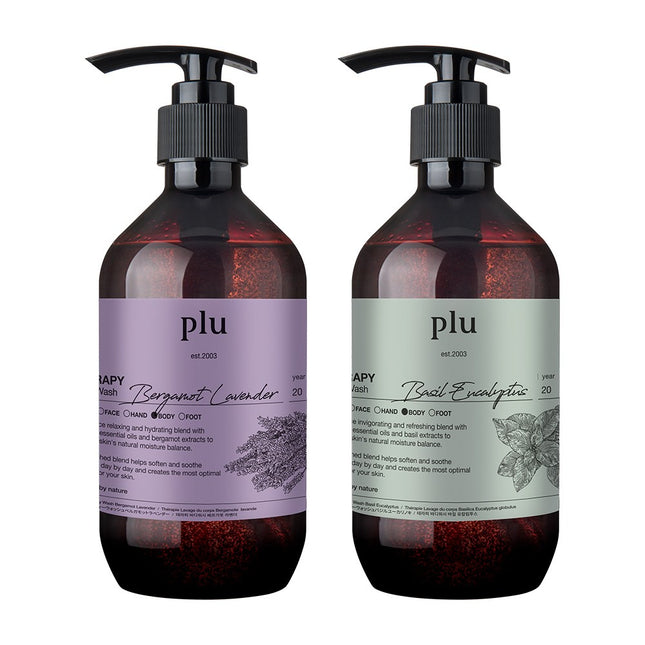 FLU  THERAPY BODY WASH Bergamot Lavender 500g + Basil Eucalyptus 500g, 1 Set