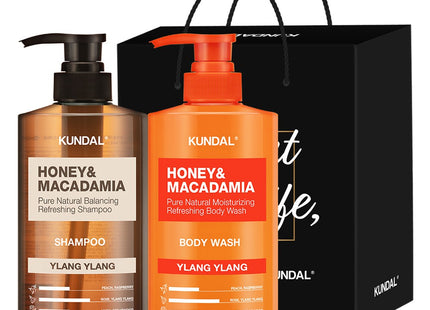 KUNDAL  Shampoo 500ml + Body Wash 500ml Gift Set E Ylang Ylang + Shopping Bag Black, 1 Set
