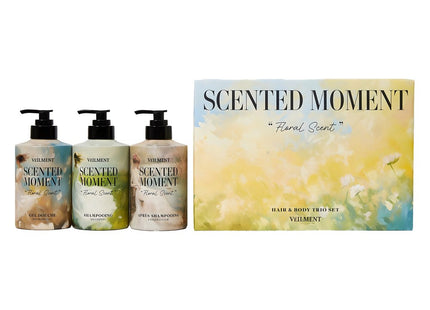 BELLMAN Captivating Moment Scented Moment Floral Scent Shampoo 415ml + Conditioner 415ml + Body Wash 415ml Gift Set + Shopping Bag, 1 Set