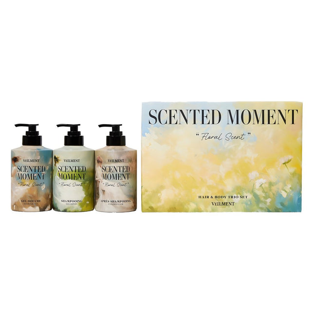BELLMAN Captivating Moment Scented Moment Floral Scent Shampoo 415ml + Conditioner 415ml + Body Wash 415ml Gift Set + Shopping Bag, 1 Set