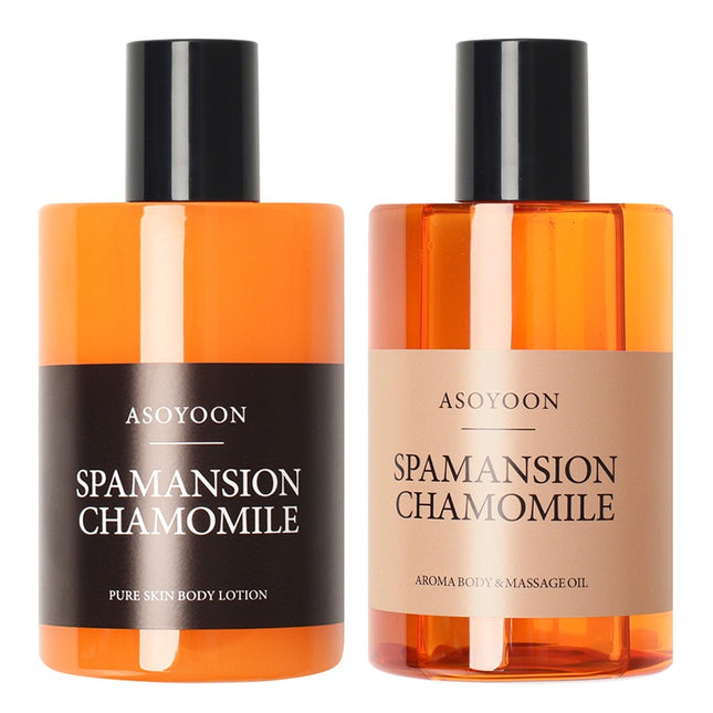 ASOYUN  Spa Mansion Chamomile Body Lotion 400ml + Body Oil 400ml Set, 1 Set