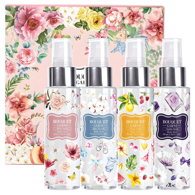 BOUQUET GARNI  Body Mist Gift Set White Musk + Baby Powder + Ylang Ylang + Vanilla Musk, 1 Set
