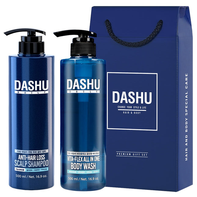 DASHU  Premium Hair & Body Care Gift Set B - Herbal Gold Shampoo + All-in-One Body Wash, 1 Set