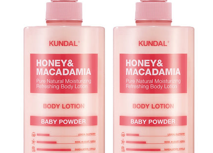 KUNDAL  Honey & Macadamia Pure Body Lotion Baby Powder Scent, 500ml, 2 Count