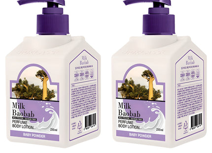 MILK BAOBAB  Perfumed Body Lotion Baby Powder, 250ml, 2 Pack