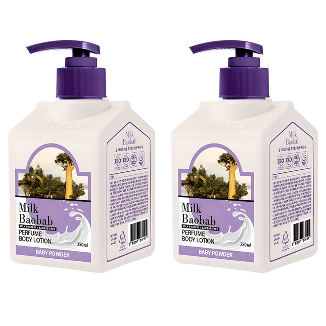 MILK BAOBAB  Perfumed Body Lotion Baby Powder, 250ml, 2 Pack