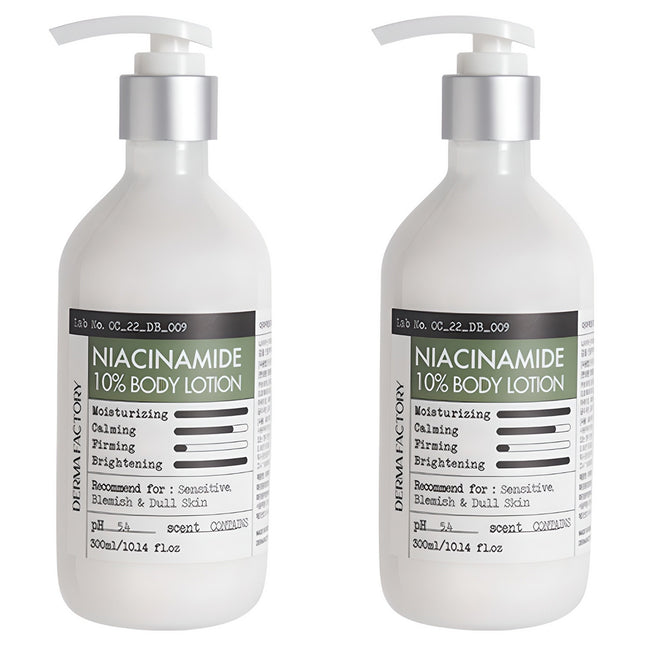 DERMA FACTORY  Niacinamide 10% Body Lotion, 300ml, 2 count