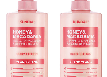 KUNDAL  Honey & Macadamia Pure Body Lotion Ylang Ylang Scent, 500ml, 2 Count