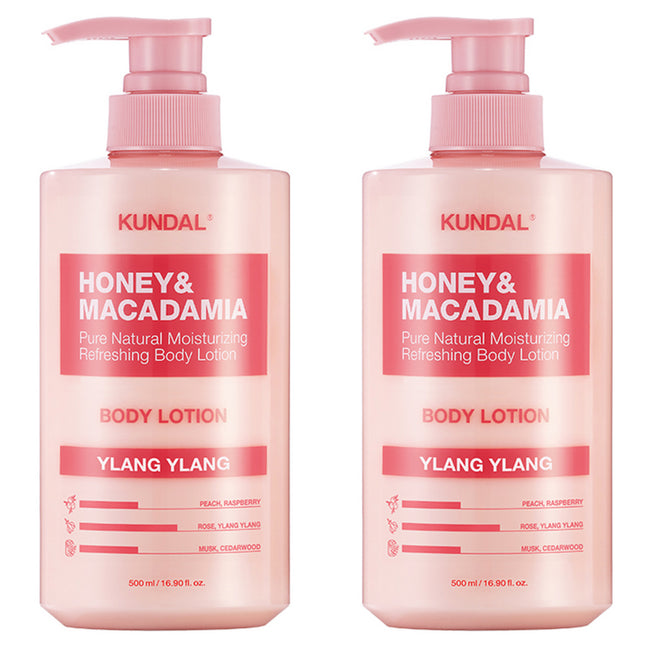 KUNDAL  Honey & Macadamia Pure Body Lotion Ylang Ylang Scent, 500ml, 2 Count