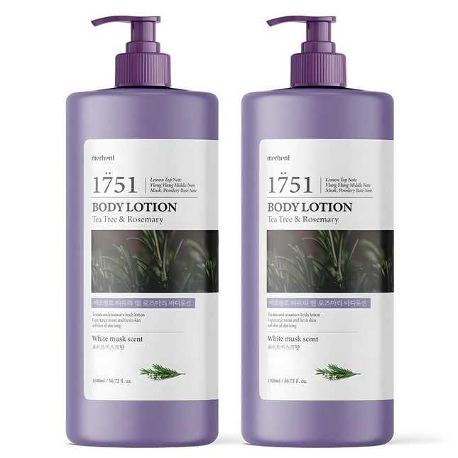 MERDIEN  Tea Tree & Rosemary Body Lotion White Musk Scent, 1.5L, 2 Count