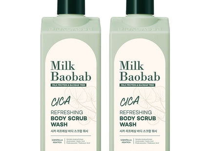 MILK BAOBAB  Cica Refreshing Scrub Body Wash Green Floral, 500ml, 2 count